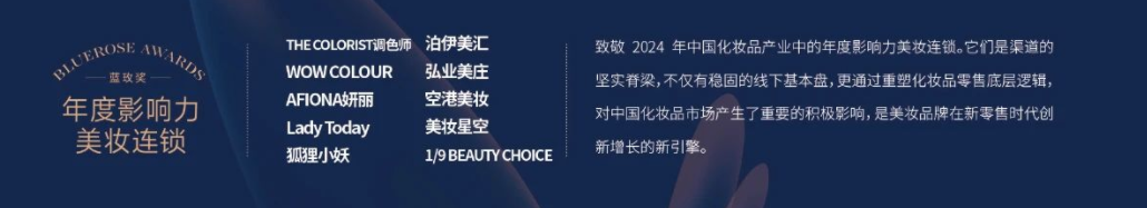 狐狸小妖荣获2024中国化妆品蓝玫奖“年度影响力美妆连锁”奖